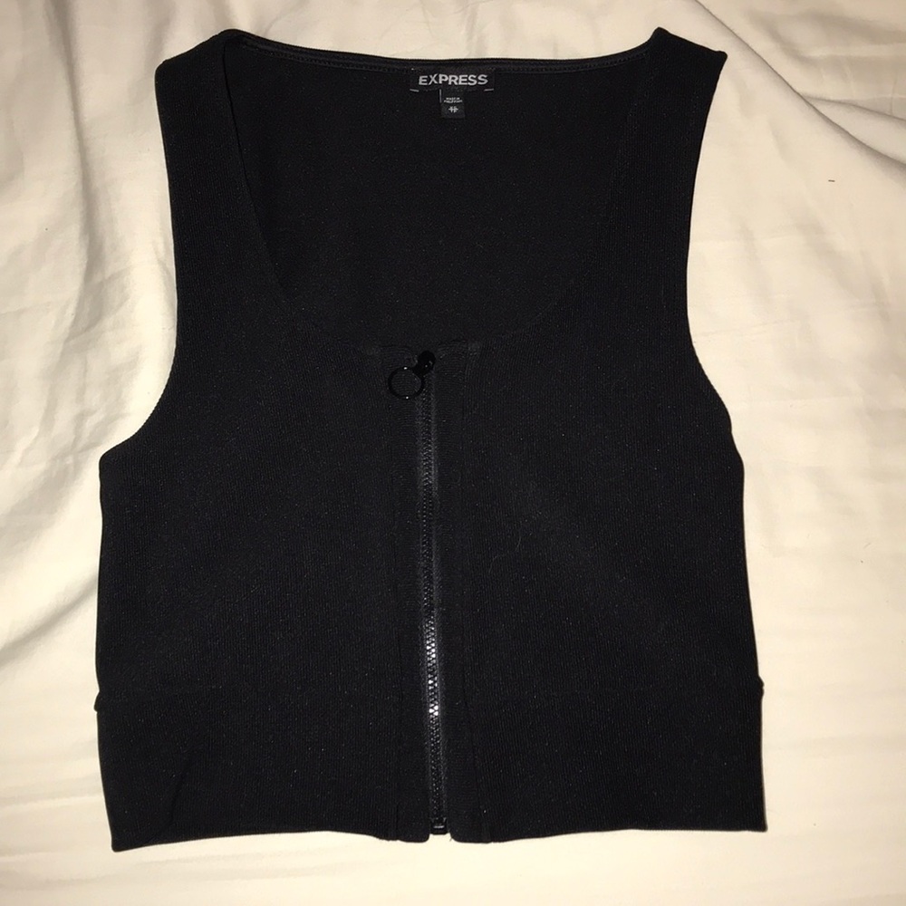 Low cut zip front crop top